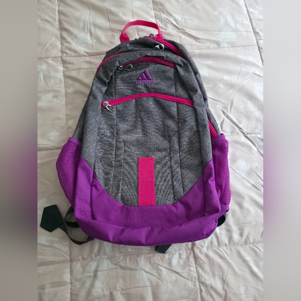 Adidas Gray and Purple Backpack